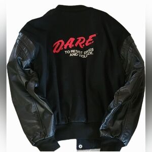 Vintage 1998 DARE Bomber Jacket used with Grey crewneck sweatshirt
